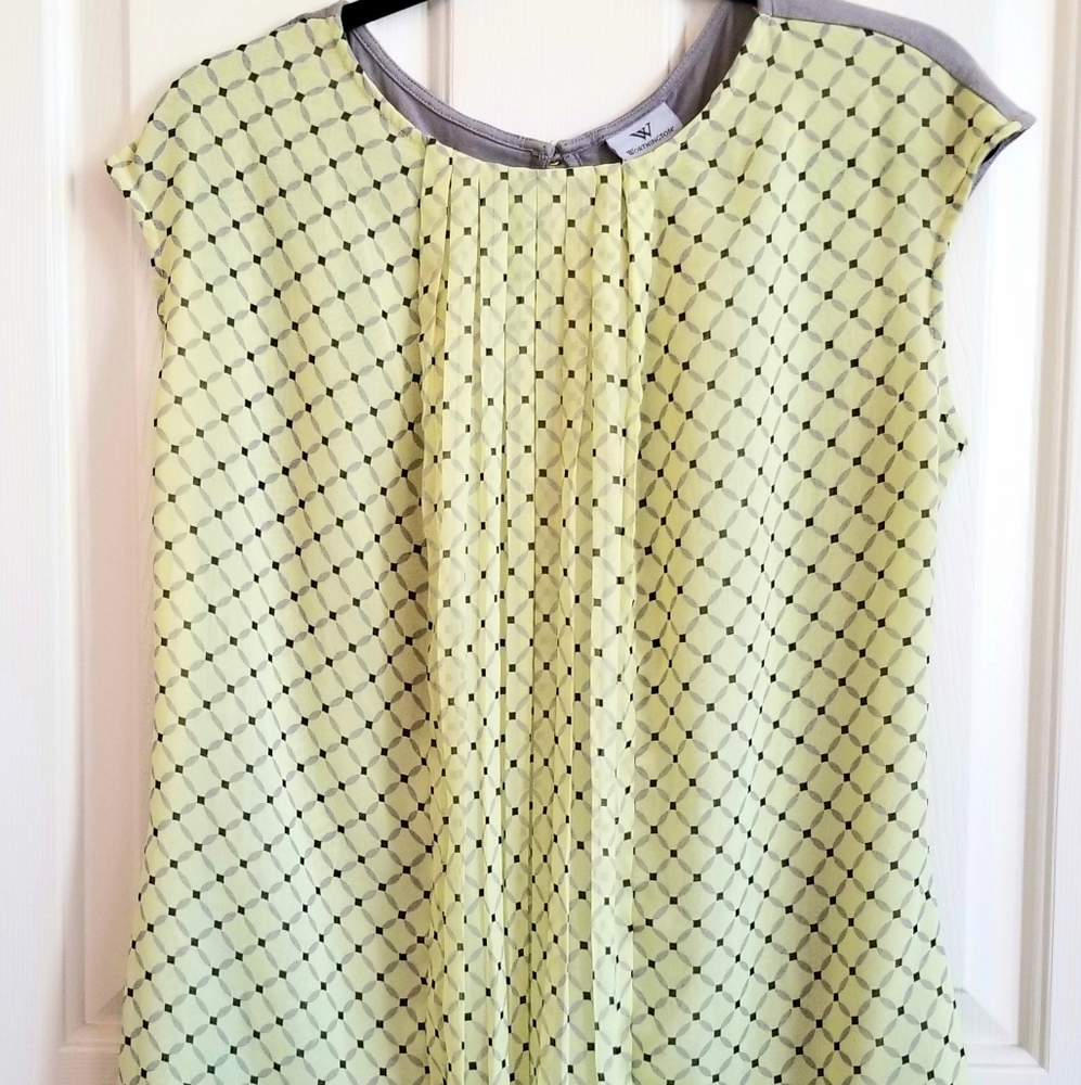 Worthington Sleeveless Shell Top Yellow/Grey XL
